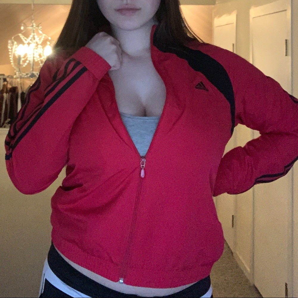 red adidas windbreaker